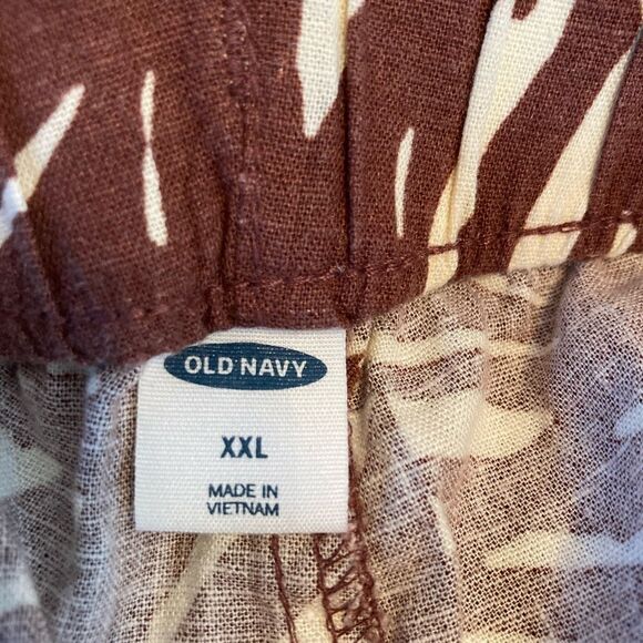 Old Navy NWT Palm print linen blend Pants pull on drawstring pockets - Picture 10 of 14